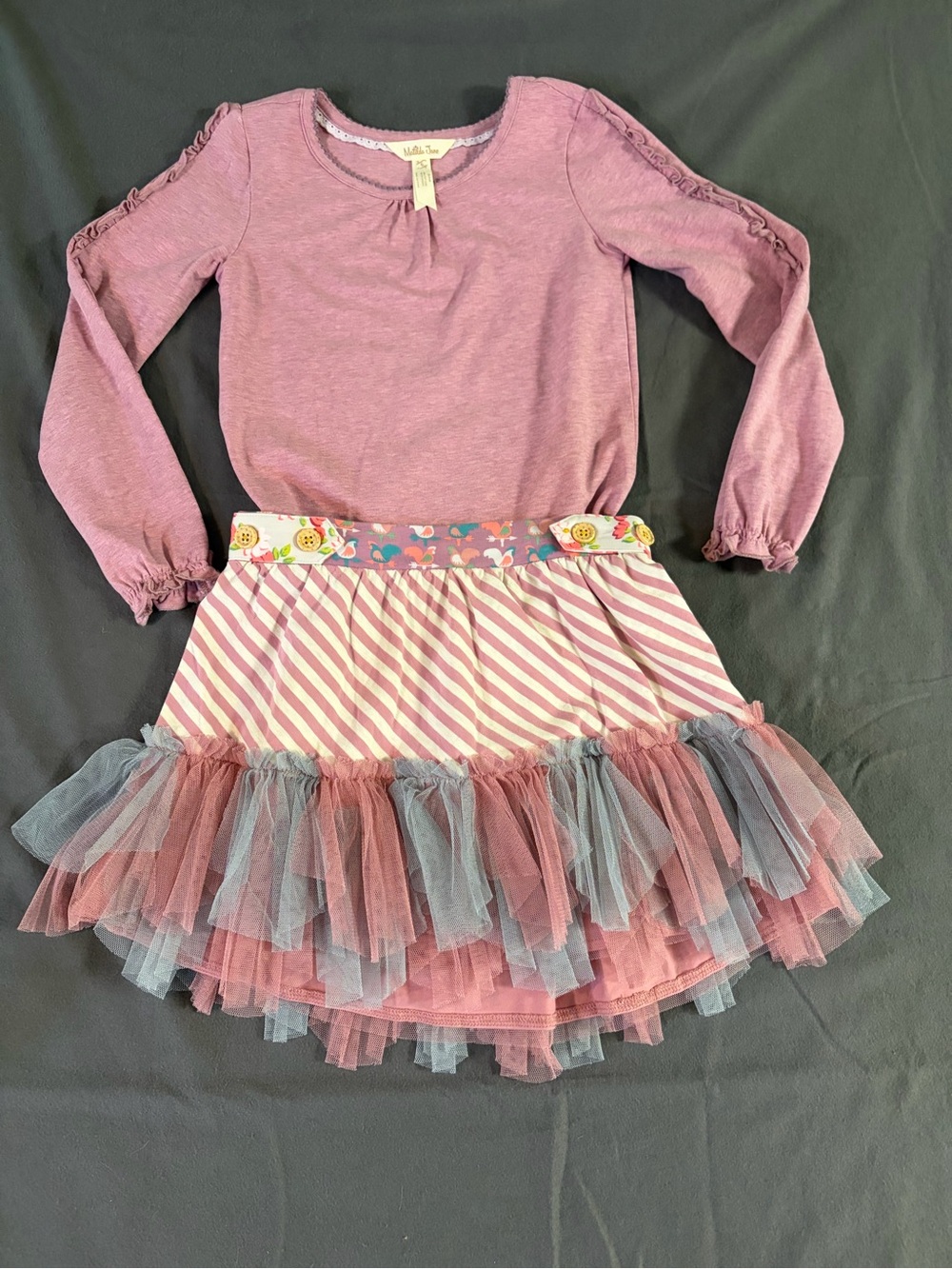 Matilda Jane Pink and Blue Layered Tulle Stripe Skirt Set